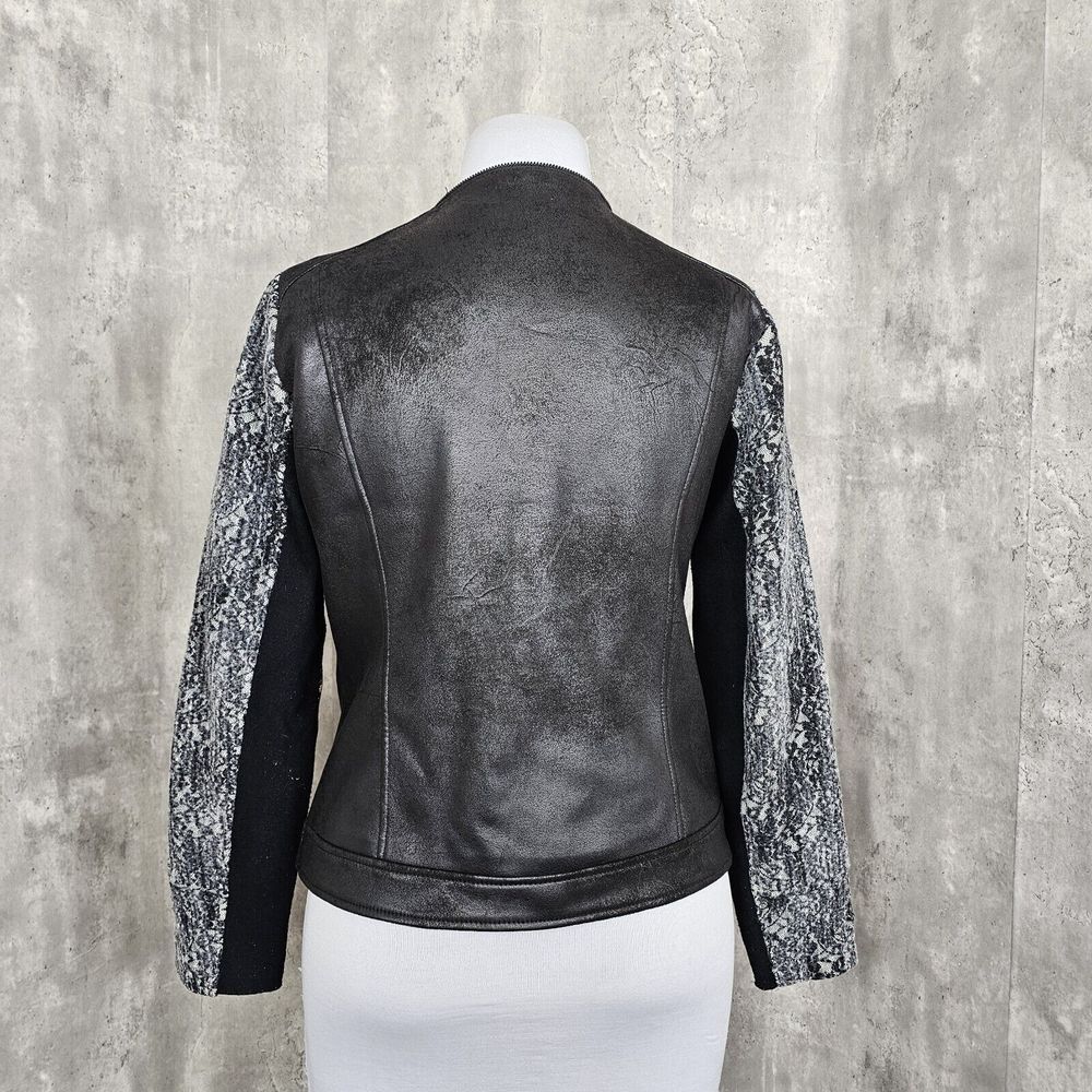 Desigual Womens 42 US10 Pakaian Jadi Wanita Faux Leather‎ Distressed Moto Jacket - Picture 7 of 11